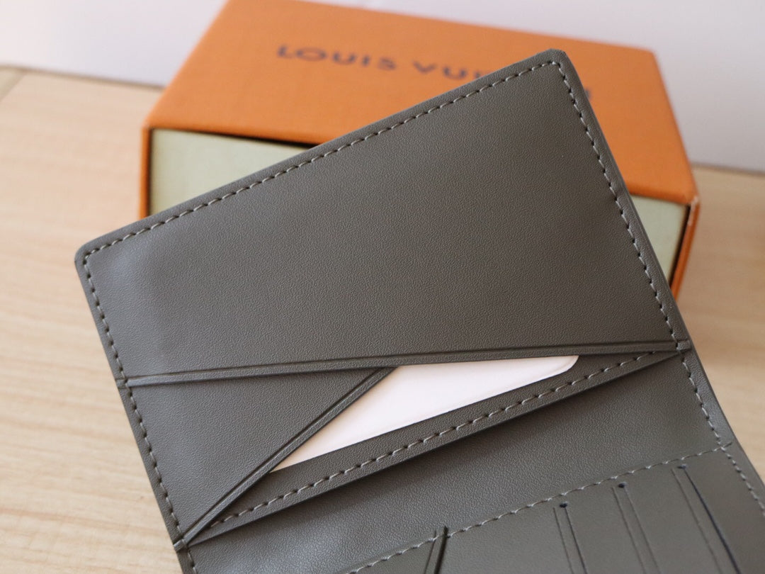 LV Pocket Organizer Wallet Anthracite Grey Monogram Cowhide 224281
