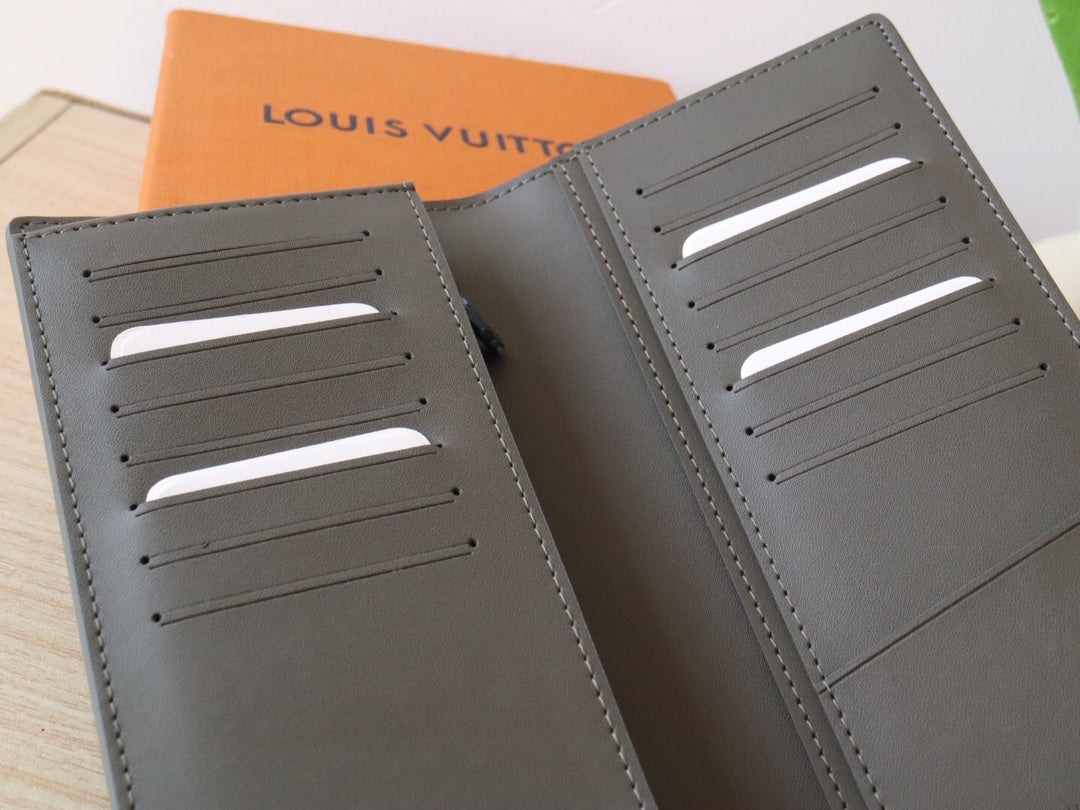 LV M12502 Brazza Wallet Anthracite Grey Monogram Cowhide 224283