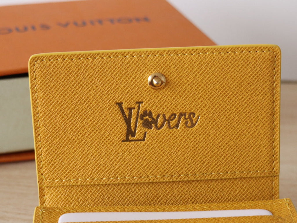 LV Envelope Business Card Holder Yellow Monogram Heritage Canvas 224170