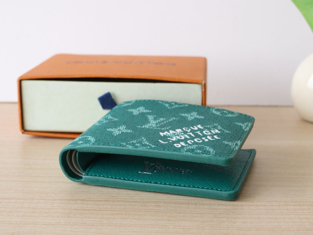 LV Multiple Wallet Green Monogram Heritage Canvas 224165