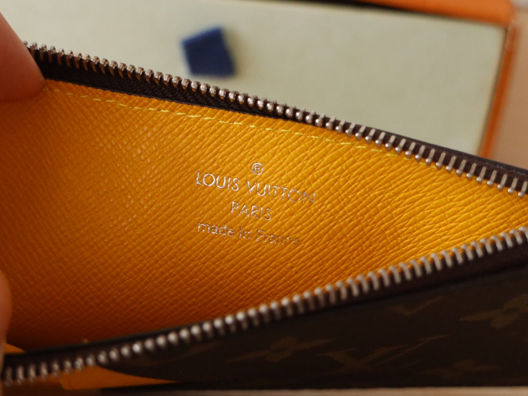 LV Zipper Card Holder Yellow Monogram Canvas & Calfskin 224123