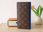 LV M81538 Brazza Wallet Blue Monogram Canvas & Calfskin 224094