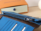 LV M81538 Brazza Wallet Blue Monogram Canvas & Calfskin 224094