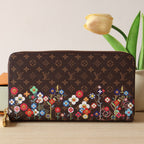 LVxTM Zippy Wallet Brown Monogram Flower Motifs Canvas