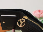 LV x TM Lou Wallet 11.5cm Black Pink Monogram Embossed Lambskin GHW