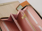 LV × TM Zippy Wallet 19.5cm Black Pink Monogram Embossed Lambskin GHW