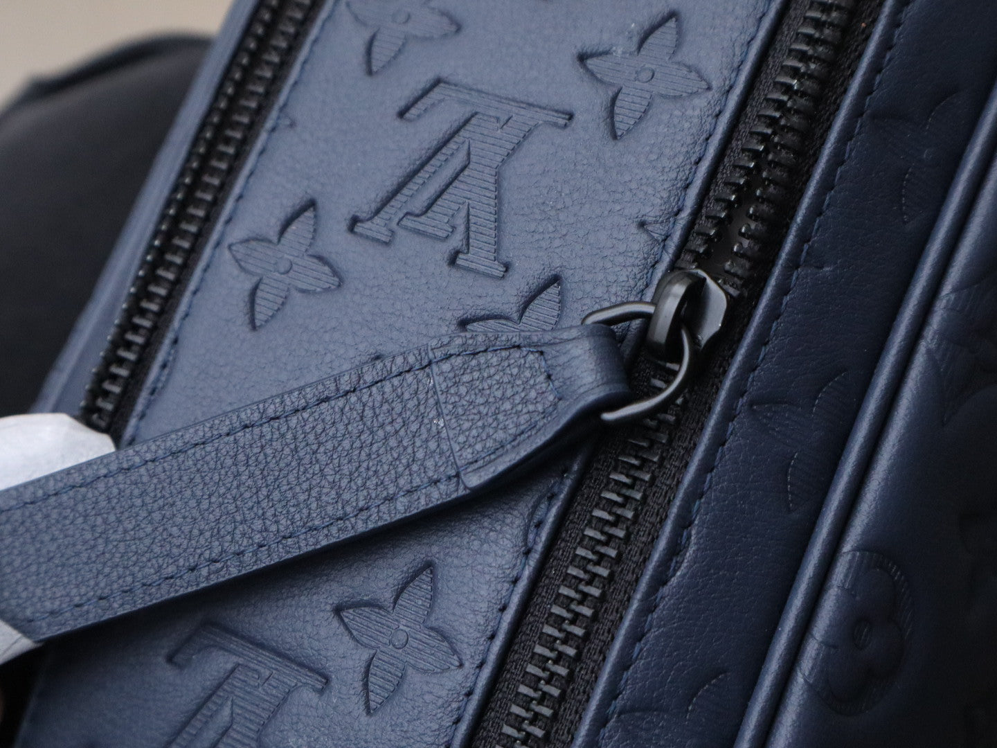 LV Dopp Kit Toiletry Bag Navy Blue Monogram Calfskin & Cowhide247596