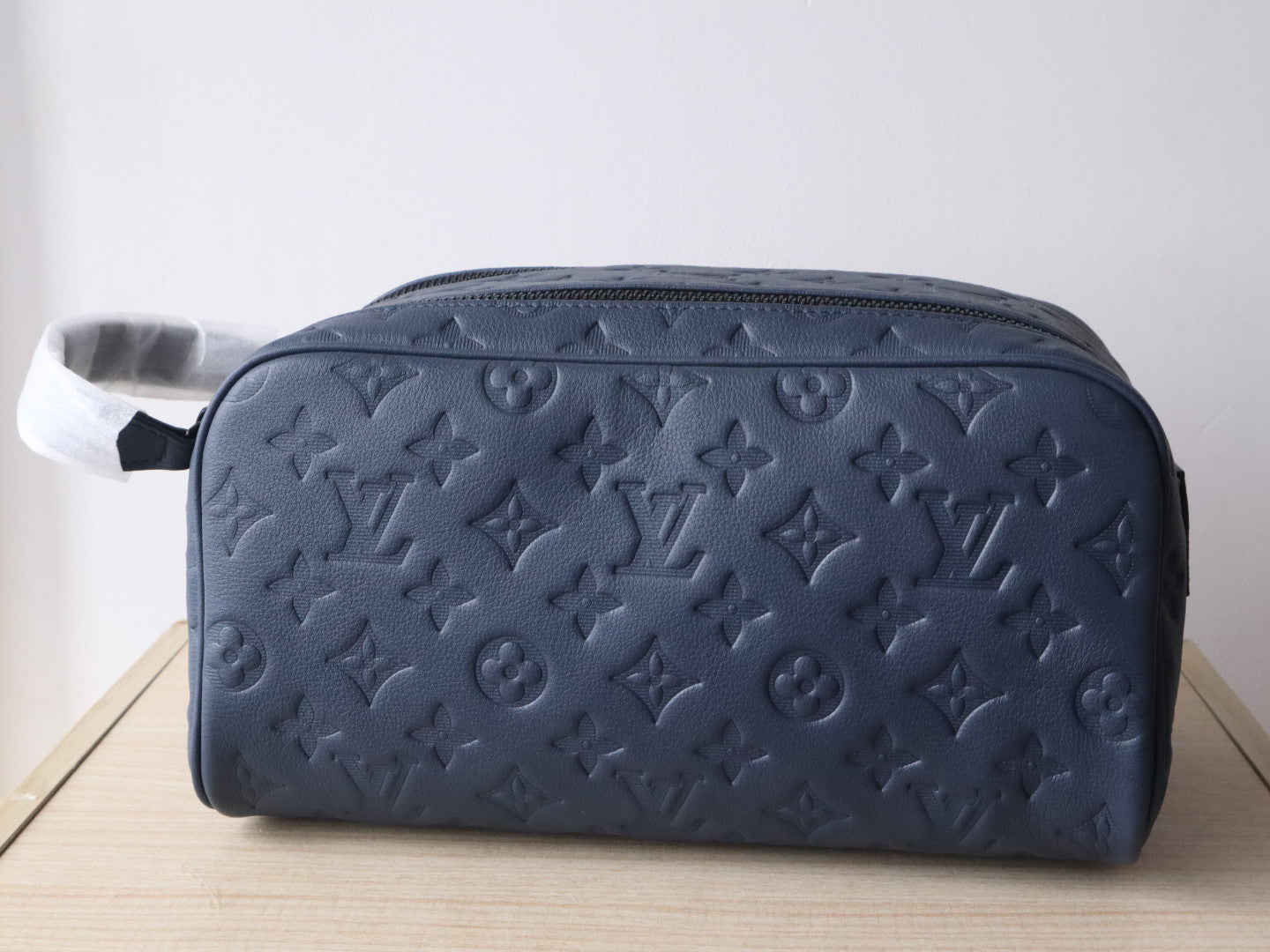 LV Dopp Kit Toiletry Bag Navy Blue Monogram Calfskin & Cowhide247596