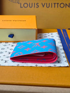 LV M14694 Multiple Wallet Blue Red Monogram Glow Canvas & Cowhide