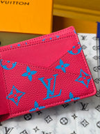 LV M14694 Multiple Wallet Blue Red Monogram Glow Canvas & Cowhide