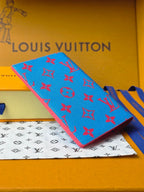 LV M14770 Passport Cover Blue Red Monogram Glow Canvas & Cowhide