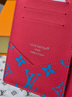 LV M14770 Passport Cover Blue Red Monogram Glow Canvas & Cowhide