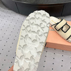 Sandals Ivory With Black Border Fabric
