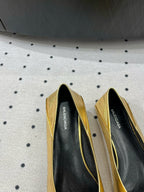 POINTED BB GOLD BUCKLE BALLET FLAT IN GOLD METALLIC SHINY CALFSKIN