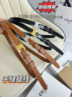 SMALL TRIOMPHE BELT 18 MM BLACK LEATHER SILVER HARDWARE