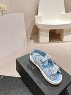 CC DAD SANDALS IN LIGHT BLUE CALFSKIN