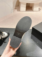 OXFORD SHORT BOOTS WHITE MIX BLACK SHEEPSKIN