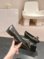 BOWKNOT BALLET FLAT IN BLACK SHEEPSKIN
