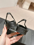SLINGBACKS IN BLACK LAMBSKIN AND SATIN