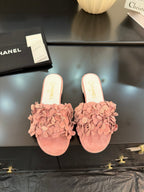 FLAT MULE 15 MM IN PEACH PINK SUEDE