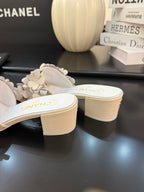 MID HEEL 45 MM MULE IN WHITE CALFSKIN