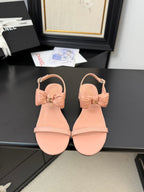 FLAT SANDALS 5 MM IN PEACH PINK CALFSKIN