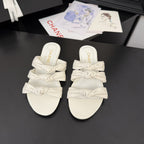 CC 25C Three Strap Mule White Lambskin 233558