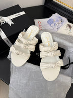 CC 25C Three Strap Mule White Lambskin 233558