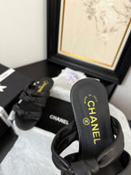 CC 25C Three Strap Mule Black Lambskin 233557