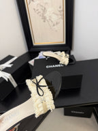 WHITE GROSGRAIN CANVAS BOW MULE SANDALS 65 MM