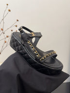 THICK-SOLED SANDALS 55 MM IN BLACK CALFSKIN