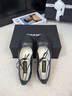 FLAT MARY JANE PUMPS BLACK LAMBSKIN