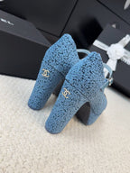 FLATFORM SANDAL IN AEGEAN BLUE TWEED AND BLACK FABRIC
