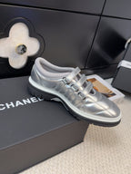 SNEAKERS WITH THREE STRAPS IN SILVER CALFSKIN