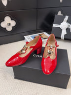 MARY JANE SHOES IN RUBY RED PATENT CALFSKIN 55 MM