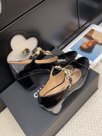 MARY JANE SHOES IN BLACK PATENT CALFSKIN 55 MM