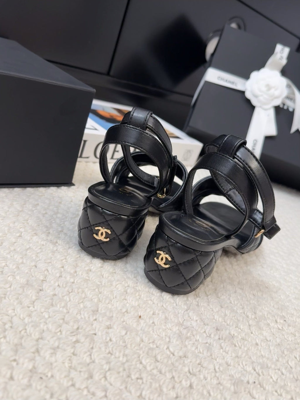 25C Sandal 45mm Open Heel Black Lambskin 233491