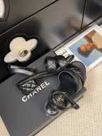 25C Sandal 45mm Open Heel Black Lambskin 233491
