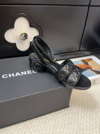 25C Sandal 45mm Open Heel Black Lambskin 233491