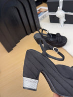 HIGH 12 CM PLATFORM SANDALS IN BLACK SUEDE