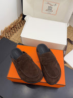 HM 25S MULE IN DARK BROWN SUEDE