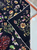DIOR REVERSIBLE PRINTED SQUARE SCARF 90 CM IN BLACK SILK 735867