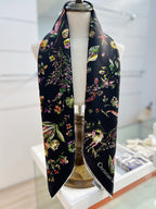 DIOR REVERSIBLE PRINTED SQUARE SCARF 90 CM IN BLACK SILK 735867
