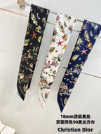 DIOR REVERSIBLE PRINTED SQUARE SCARF 90 CM IN NAVY BLUE SILK 735869