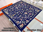 DIOR REVERSIBLE PRINTED SQUARE SCARF 90 CM IN NAVY BLUE SILK 735869
