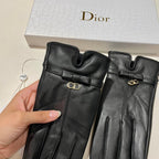GLOVES ATTACHED BOW IN BLACK LAMBSKIN 992746