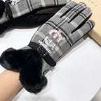 GLOVES IN BLACK WOOL AND RABBIT FUR 129715