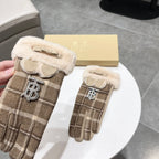 GLOVES IN MEDIUM BROWN WOOL AND RABBIT FUR 158884