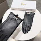 TOUCHSCREEN GLOVES IN BLACK LAMBSKIN AND FLEECE LINING 218806