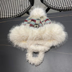 BEANIE HAT IN COLORFUL WOOL AND RABBIT FUR 392114